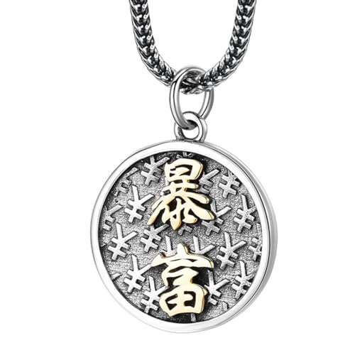 VOYADE S925 Sterling Silber Tyranny Runde Anhänger, Hip Hop Tyranny Anhänger Halskette Für Männer Und Frauen,Silber,Pendant + Chain 50cm von VOYADE