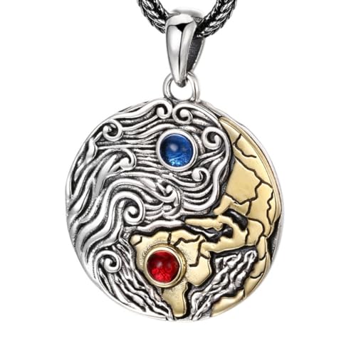 VOYADE S925 Sterling Silber Vine Grass Flower Tai Chi Anhänger, Männer Und Frauen Personalisierte Runde Tai Chi Anhänger Halskette,Silber,Pendant + Chain 55cm von VOYADE