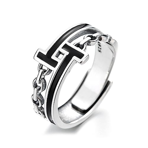 VOYADE S925 Sterling Silber Vintage Kette Ring Mit Tropfenden T Monogramm Öffnung Sterling Silber Ring,Silber,10 VOYADE S925 Sterling Silber Vintage Kette Ring Mit Tropfenden T Monogramm Öffnung Sterling Silber Ring,Silber,10 von VOYADE