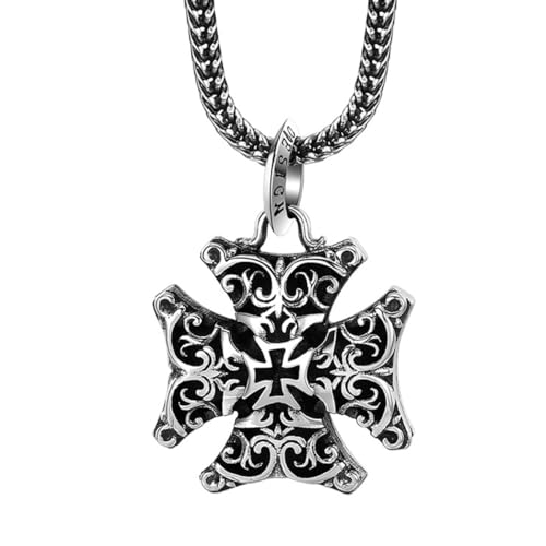 VOYADE S925 Sterlingsilber Personalisierter Kreuzanhänger, Hip-Hop-Halskette Für Männer Und Frauen Mit Kreuzanhänger,Silber,Pendant + Chain 55cm von VOYADE