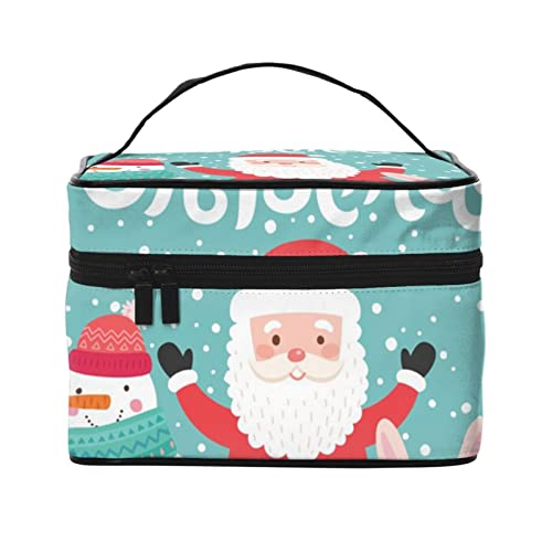 VOZITI Merry Christmas Schneemann tragbare Make-up-Tasche große Reise-Kosmetiktasche Beutel Clutch Organizer mit Griff für Mädchen und Frauen, schwarz, Einheitsgröße, Schwarz , Einheitsgröße von VOZITI