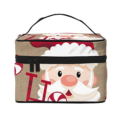 VOZITI Merry Christmas tragbare Make-up-Tasche, große Reise-Kosmetiktasche, Tasche, Clutch, Organizer mit Griff für Mädchen und Frauen, schwarz, Einheitsgröße, Schwarz , Einheitsgröße von VOZITI