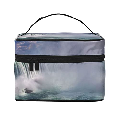 VOZITI Niagara Falls tragbare Make-up-Tasche, große Reise-Kosmetiktasche, Tasche, Clutch, Organizer mit Griff für Mädchen und Frauen, Schwarz, Einheitsgröße, Schwarz , Einheitsgröße von VOZITI