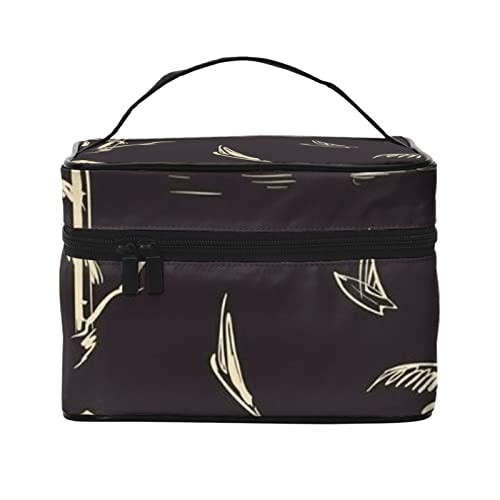 VOZITI Palm Tree tragbare Make-up-Tasche, große Reise-Kosmetiktasche, Tasche, Clutch, Organizer mit Griff, für Mädchen und Frauen, schwarz, Einheitsgröße, Schwarz , Einheitsgröße von VOZITI