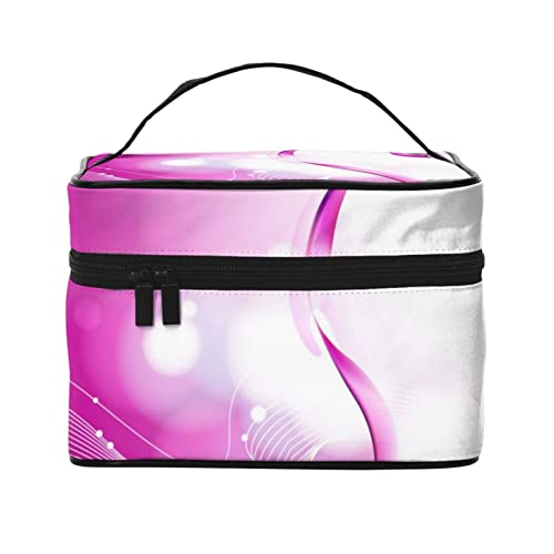 VOZITI Pink Heart Tragbare Make-up-Tasche Große Reise Kosmetiktasche Beutel Clutch Organizer mit Griff für Mädchen Frauen, Schwarz, Einheitsgröße, Schwarz , Einheitsgröße von VOZITI