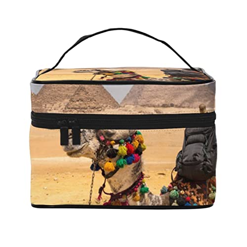 VOZITI Pyramid Camel tragbare Make-up-Tasche, große Reise-Kosmetiktasche, Clutch-Organizer mit Griff für Mädchen und Frauen, Schwarz, Einheitsgröße, Schwarz , Einheitsgröße von VOZITI
