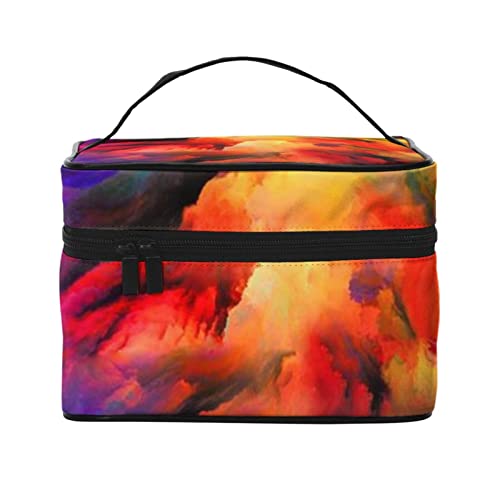 VOZITI Rainbow Cloud tragbare Make-up-Tasche, große Reise-Kosmetiktasche, Clutch-Organizer mit Griff für Mädchen und Frauen, schwarz, Einheitsgröße, Schwarz , Einheitsgröße von VOZITI