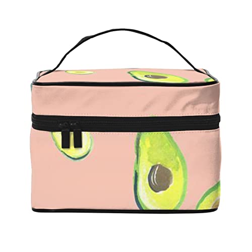 VOZITI Viele Avocado-Bilder, tragbare Make-up-Tasche, große Reise-Kosmetiktasche, Tasche, Clutch-Organizer mit Griff für Mädchen und Frauen, schwarz, Einheitsgröße, Schwarz , Einheitsgröße von VOZITI