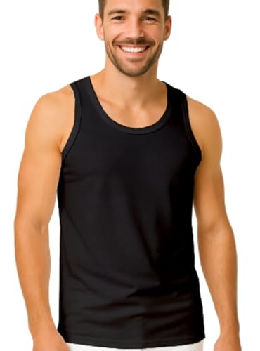 VP PINUCCIO VENEGONI - Set aus 3 Unterhemden für Herren, 100 % Baumwolle, schwarz, mercerisiert, breite Schultern, Schwarz , XX-Large von VP PINUCCIO VENEGONI