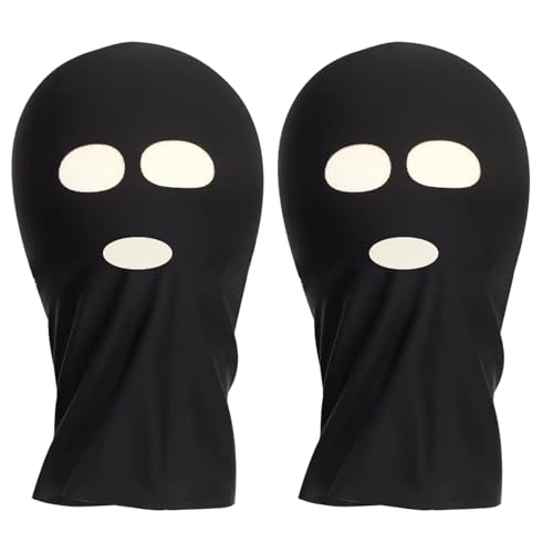 2Stücke Balaclava 3 Loch Sturmmask,Sturmhauben schwarz Gesichtshaube,Gestrickte Sturmhaube Dünn und Atmungsaktiv Winddicht Multifunktional,für Herren und Damen Schwarz Einheitsgröße von VPB