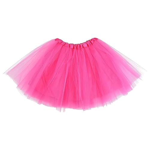 Tüllrock Damen Rosa,Tutu Klassisch 3 Lagen,Tütü Rock Retro 80er Party Halloween Karneval Party Kostüm,Ballett Tüllrock Petticoat Unterrock Rock von VPB