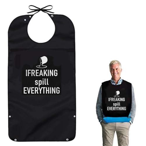 VPB Lätzchen für Erwachsene,Wiederverwendbare Wasserdicht Erwachsenen Lätzchen mit Auffangschale,Lustiges Lätzchen für Erwachsene Ältere Frauen und Männer,Kleidungsschutz Wasserdicht von VPB