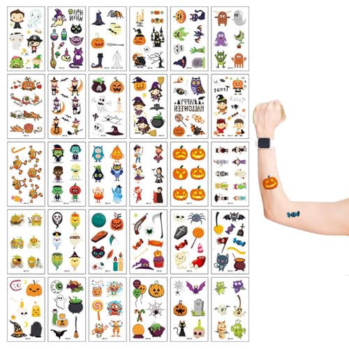 VPOUERY 30 Stück Horror Narben Wunden Spinnen Gruselig Tattoo Gesicht, Zombie Vampir Hexen Kostüm Damen Make Up Schminke Zubehör für Karneval Fasching Motto Party,Temporäre Tattoos Für Kinder(B) von VPOUERY