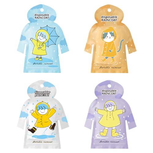 VPOUERY 4x Einweg Regenponcho mit Kapuze | regenponcho| regenponcho festival | transparent & wasserdicht für Erwachsene und Kinder. von VPOUERY