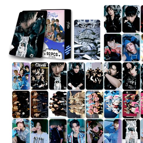 VPOUERY 92 Stück Stray Kids Photocards Merch, KPOP Skzoo Photocards Geschenk, Lomo Karten,60 Stück Kpop Lomo Karten und 32 Stück Stray Kids Aufkleber von VPOUERY