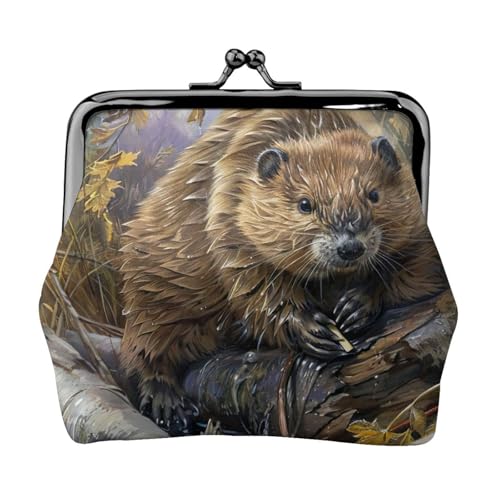 Beaver Working Print Fashion Forward Damen Münzgeldbörse Niedlich Mini Reißverschluss Geldbörse mit Kussschloss Wasserdicht von VPPUR