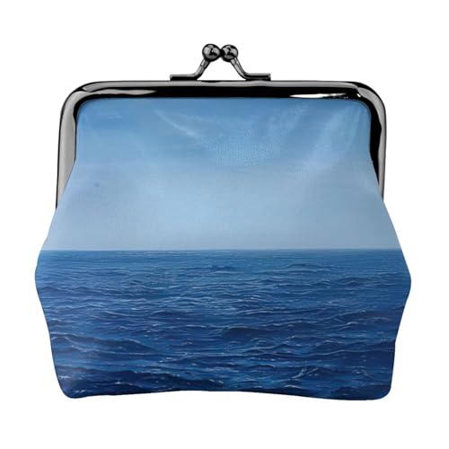 Blaues Meer und Ozean Print Damen Geldbörse mit Kussverschluss und wasserdichtem Verschluss von VPPUR