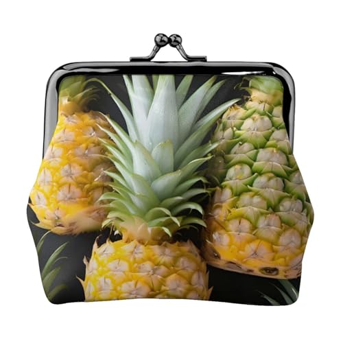 Damen-Münzgeldbörse mit frischem Ananas-Druck, niedlich, Mini-Reißverschluss, mit Kussverschluss, wasserdicht von VPPUR