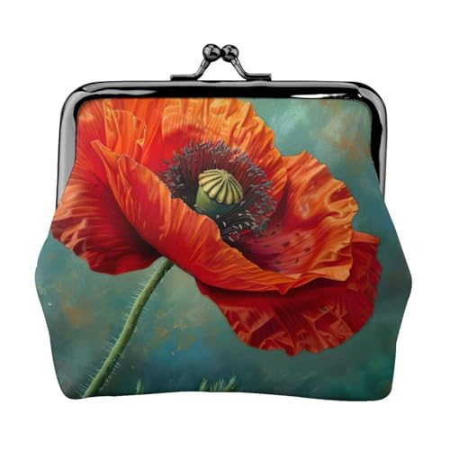 Damen-Portemonnaie mit Mohnblumenmuster, niedlich, wasserdicht, mit Kuss-Verschluss von VPPUR