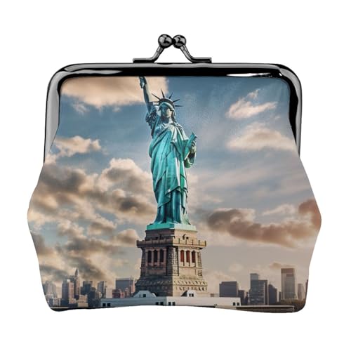 Freiheitsstatue in NYC Druck, modische Damen-Münzgeldbörse, niedlich, Mini-Reißverschluss, mit Kussschloss, wasserdicht von VPPUR