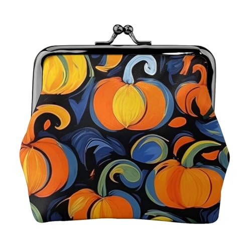 Kürbis-Herbstsegen-Druck, modische Damen-Münzgeldbörse, niedlich, Mini-Reißverschluss, mit Kussschloss, wasserdicht von VPPUR
