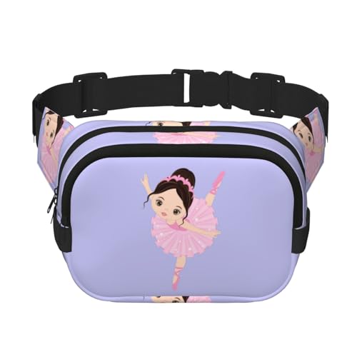 Little Ballerina Dancing Girl Print Square Double Layer Funktionalität Hüfttasche Uni Crossbody Pack Reise Workout, Schwarz, Einheitsgröße von VPPUR