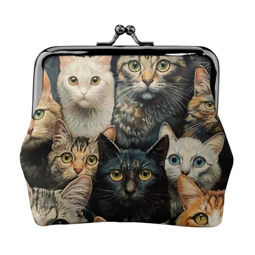 Modische Damen-Münzgeldbörse mit Katzendruck, niedlich, Mini-Reißverschluss, mit Kussverschluss, wasserdicht von VPPUR