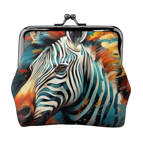 Münzbörse mit abstraktem Tier, Zebramuster, modisch, niedlich, Mini-Reißverschluss, mit Kussverschluss, wasserdicht von VPPUR