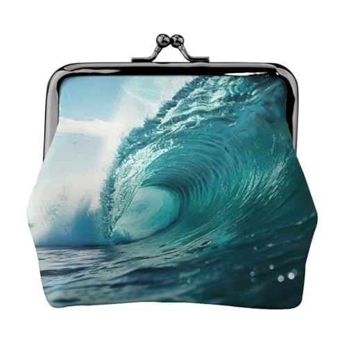 Ocean Green Wave Surf Print Fashion Forward Women Coin Purse Cute Mini Zipper Wallet with Kiss Lock Waterproof von VPPUR