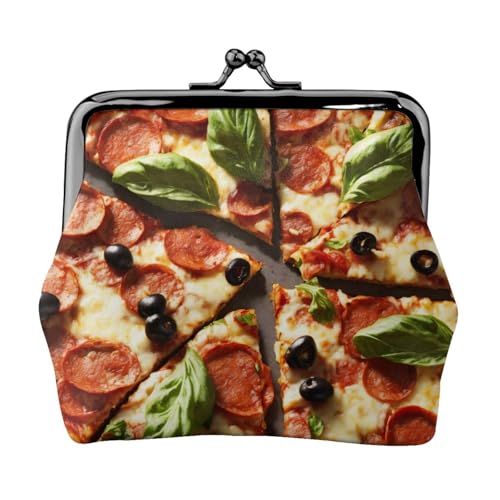 Pepperoni 3D Pizza Geldbörse Damen Schöne Geldbörse mit Kussverschluss und Verschluss Wasserdicht von VPPUR