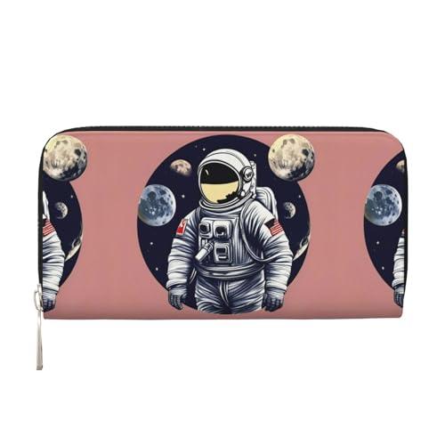 VPPUR Astronaut on The Moon 1 Print Hand Wallet Crafted Lady Wallet for Women Wallet Clutch for Travel Casual Trendy, Schwarz, Einheitsgröße, Kunst von VPPUR