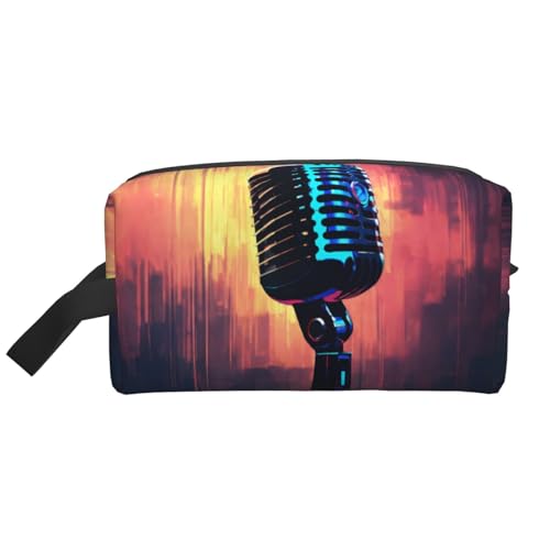 VPPUR Aufbewahrungstasche für Mikrofon mit Musiknoten-Aufdruck, großes Fassungsvermögen, mit Reißverschluss, Reise-Kosmetik-Organizer für Toilettenartikel, Make-up, Weiss/opulenter Garten, von VPPUR