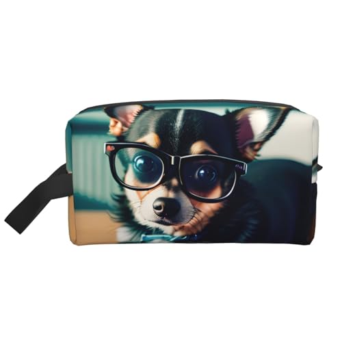 VPPUR Aufbewahrungstasche mit Chihuahua-Motiv, große Kapazität, mit Reißverschluss, Kosmetik-Organizer für Toilettenartikel, Make-up, Weiss/opulenter Garten, Einheitsgröße von VPPUR