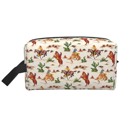 VPPUR Aufbewahrungstasche mit Cowboy-Aufdruck, großes Fassungsvermögen, mit Reißverschluss, Kosmetik-Organizer für Toilettenartikel, Make-up, Weiss/opulenter Garten, Einheitsgröße von VPPUR