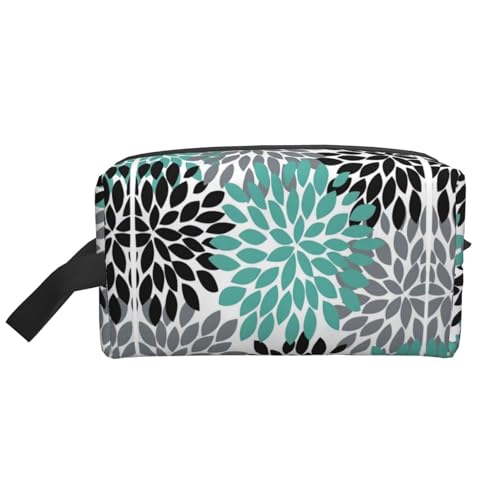 VPPUR Aufbewahrungstasche mit Dahlien-Blumendruck, großes Fassungsvermögen, mit Reißverschluss, Reise-Kosmetik-Organizer für Toilettenartikel, Make-up, Weiss/opulenter Garten, Einheitsgröße von VPPUR