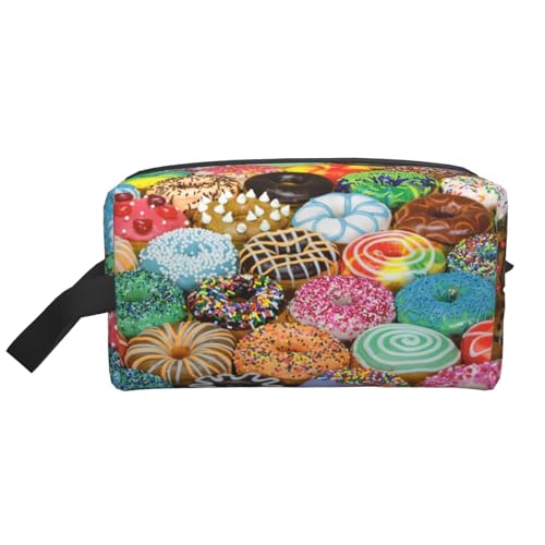VPPUR Aufbewahrungstasche mit Donuts-Aufdruck, großes Fassungsvermögen, mit Reißverschluss, Reise-Kosmetik-Organizer für Toilettenartikel, Make-up, Weiss/opulenter Garten, Einheitsgröße von VPPUR