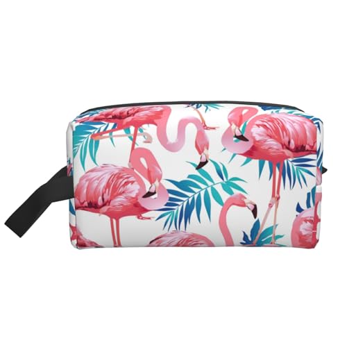 VPPUR Aufbewahrungstasche mit Flamingo-Vogelmotiv, großes Fassungsvermögen, mit Reißverschluss, Kosmetik-Organizer für Toilettenartikel, Make-up, Weiss/opulenter Garten, Einheitsgröße von VPPUR