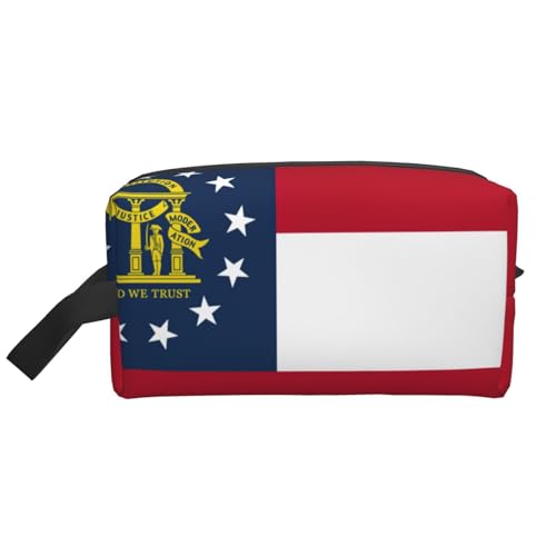 VPPUR Aufbewahrungstasche mit Georgia-Flagge, großes Fassungsvermögen, mit Reißverschluss, Reise-Kosmetik-Organizer für Toilettenartikel, Make-up, Weiss/opulenter Garten, Einheitsgröße von VPPUR