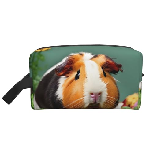 VPPUR Aufbewahrungstasche mit Reißverschluss, Motiv: Meerschweinchen, großes Fassungsvermögen, Reise-Kosmetik-Organizer für Toilettenartikel, Make-up, Weiss/opulenter Garten, Einheitsgröße von VPPUR