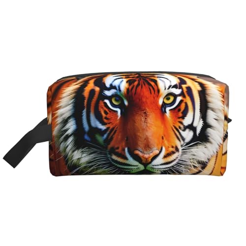 VPPUR Aufbewahrungstasche mit Reißverschluss und Tigerstreifen, orangefarbenes Muster, großes Fassungsvermögen, Reise-Kosmetik-Organizer für Toilettenartikel, Make-up, Weiss/opulenter Garten, von VPPUR