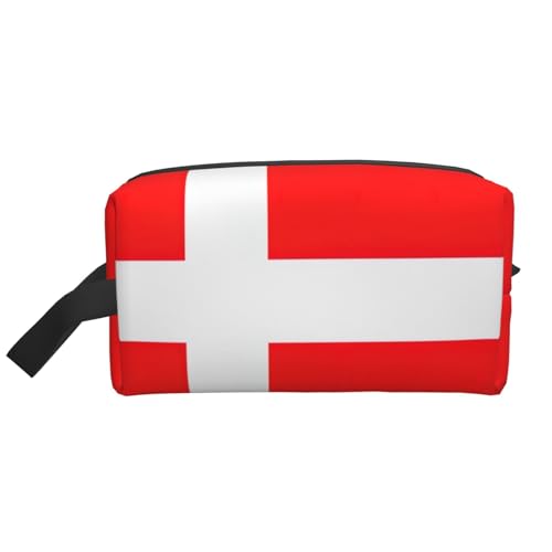 VPPUR Aufbewahrungstasche mit dänischem Flaggenaufdruck, großes Fassungsvermögen, mit Reißverschluss, Reise-Kosmetik-Organizer für Toilettenartikel, Make-up, Weiss/opulenter Garten, Einheitsgröße von VPPUR