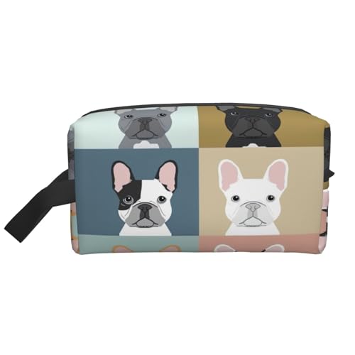 VPPUR Aufbewahrungstasche mit französischer Bulldogge, großes Fassungsvermögen, mit Reißverschluss, Reise-Kosmetik-Organizer für Toilettenartikel, Make-up, Weiss/opulenter Garten, Einheitsgröße von VPPUR