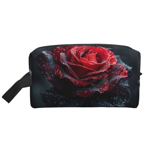 VPPUR Aufbewahrungstasche mit großem Fassungsvermögen, mit Reißverschluss, Reise-Kosmetik-Organizer für Toilettenartikel, Make-up, Rot und Schwarz, Weiss/opulenter Garten, Einheitsgröße von VPPUR