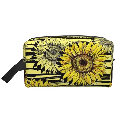 VPPUR Bees Sunflowe Aufbewahrungstasche mit großem Fassungsvermögen, mit Reißverschluss, Reise-Kosmetik-Organizer für Toilettenartikel, Make-up, Weiss/opulenter Garten, Einheitsgröße von VPPUR