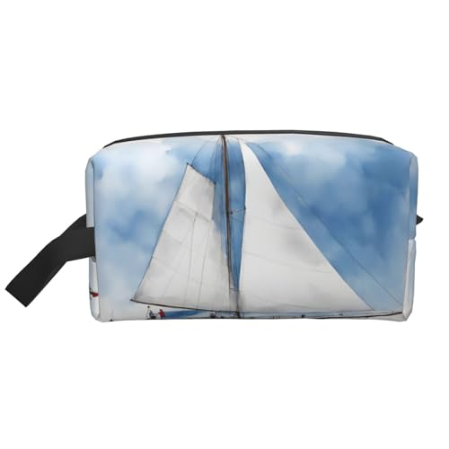 VPPUR Blaues Segelboot-Motiv, großes Fassungsvermögen, mit Reißverschluss, Reise-Kosmetik-Organizer für Toilettenartikel, Make-up, Weiss/opulenter Garten, Einheitsgröße von VPPUR