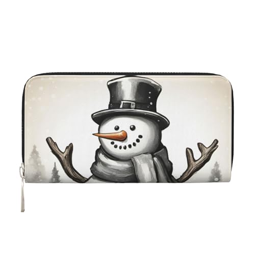 VPPUR Damen-Geldbörse mit Schneemann-Motiv, handgefertigt, für Reisen, lässig, trendig, Schwarz, Einheitsgröße, Kunst von VPPUR