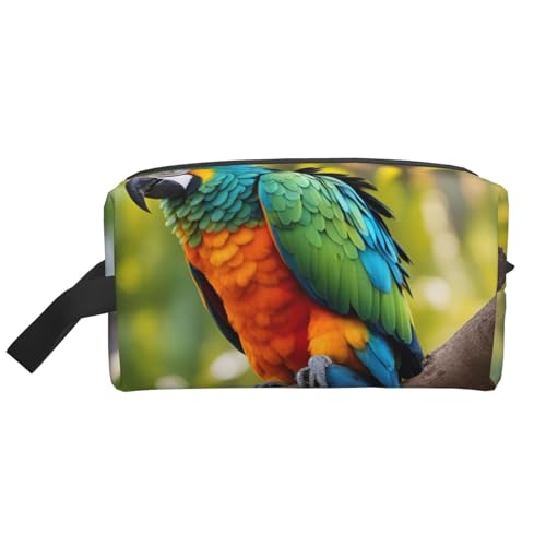 VPPUR Fantastische Aufbewahrungstasche mit Papageienfeder-Druck, großes Fassungsvermögen, mit Reißverschluss, Reise-Kosmetik-Organizer für Toilettenartikel, Make-up, Weiss/opulenter Garten, von VPPUR