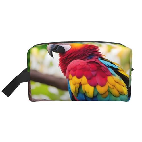 VPPUR Fantastische Aufbewahrungstasche mit Papageienfedern, großes Fassungsvermögen, mit Reißverschluss, Reise-Kosmetik-Organizer für Toilettenartikel, Make-up, Weiss/opulenter Garten, Einheitsgröße von VPPUR