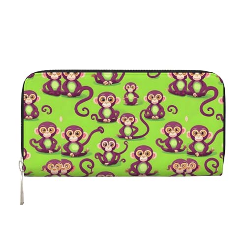 VPPUR Green Smart Monkey Print Handgeldbörse für Damen, Geldbörse, Clutch, für Reisen, lässig, trendig, Schwarz, Einheitsgröße, Kunst von VPPUR