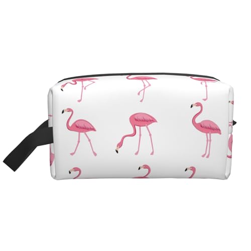 VPPUR Große Aufbewahrungstasche mit Reißverschluss, Flamingos auf weißem Druck, Reise-Kosmetik-Organizer für Toilettenartikel, Make-up, Weiss/opulenter Garten, Einheitsgröße von VPPUR